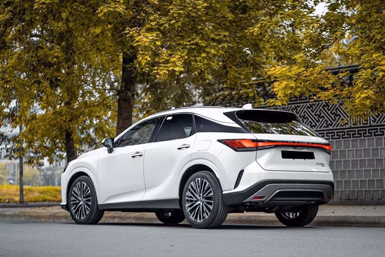 Về kích thước tổng thể, Lexus RX 350 2023 có thông số chiều dài x rộng x cao tương ứng là 4.890 x 1.925 x 1.695 (mm), trục cơ sở dài 2.850 mm, khoảng sáng gầm xe cao 185 mm. Xe được áp dụng ngôn ngữ thiết kế đặc trưng của Lexus. Khu vực đầu xe thu hút ánh nhìn với cụm lưới tản nhiệt hình con suốt tràn viền hiện đại.