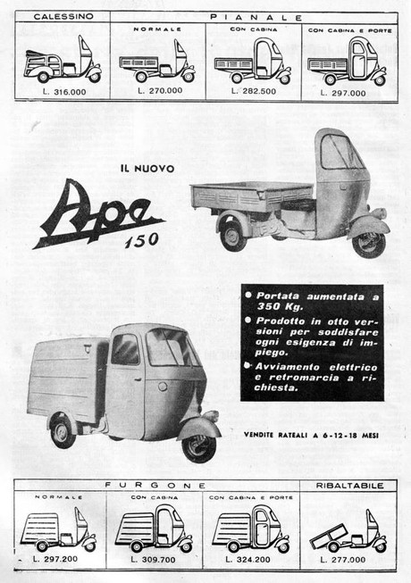 Vespa APE 150 Calessino là dòng xe 3 bánh của Piaggio được sản xuất từ năm 1956 đến năm 1959, phục vụ nhu cầu vận tải. Piaggio sản xuất xe Vespa 3 bánh APE 150 với ký hiệu AC với 4 dòng chính và có 8 model.