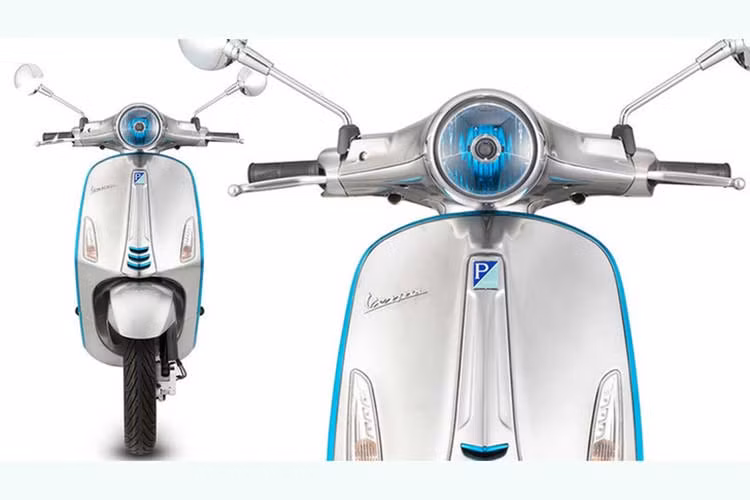 Về nghoại hình, nếu để ý kỹ bạn sẽ thấy thiết kế của xe điện Vespa Elettrica không khác biệt so với các mẫu xe Vespa khác trong gia đình scooter nhà Piaggio. Phần đầu là cụm đèn pha lớn dạng tròn cổ điến, đèn xi-nhan tách biệt gắn trên yếm đối xứng hai bên, mặt nạ phía trước còn xuất hiện với các lỗ thông hơi lớn.