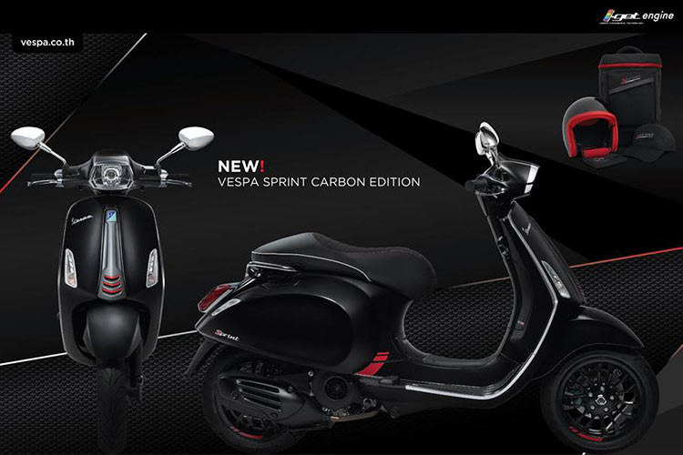 Kế thừa sức sống và tinh thần trẻ trung của dòng xe ga Vespa Sprint, phiên bản màu mới nhấn mạnh phong cách thể thao được gợi lên từ chính cái tên của chiếc xe: Sprint Carbon 2018. Được biết, bảng màu sản phẩm luôn là điểm thu hút của khách hàng sử dụng xe Vespa.