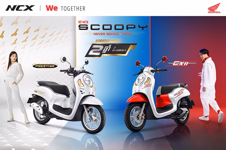 Honda Campuchia (NCX Honda) vừa trình làng mẫu xe Honda Scoopy bản Prestige mới với bộ tem được cập nhật tại “đất nước chùa tháp”.
