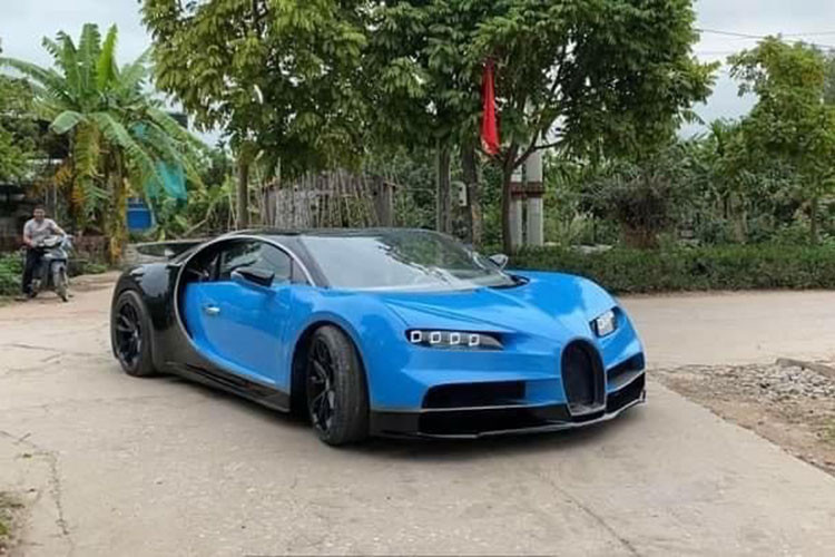 Chiếc xe Bugatti Chiron tự chế này còn được các bạn trẻ trang bị thêm cả dải đèn LED định vị ban ngày có thể hoạt động chứ không chỉ dừng ở mức trang trí.