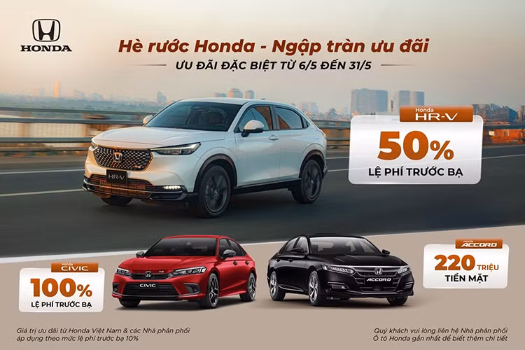 Gia xe oto Honda thang 5/2024, giam cao nhat hon 200 trieu dong