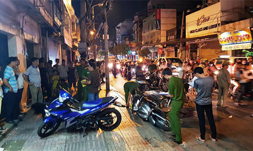 Hiện trường vụ 2 hiệp sĩ bị đâm chết - Ảnh: NGỌC KHẢI