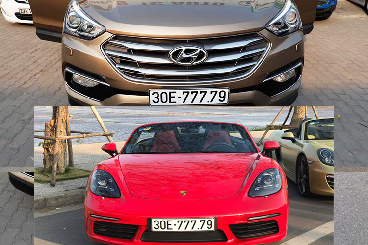 Sáng 13/3, thông tin chiếc siêu xe Porsche 718 Boxster và Hyundai SantaFe trùng biển số "thần tài" 30E-777.79 đã thu hút sự chú ý của cư dân mạng.