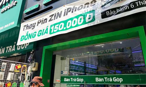 Cửa hàng sửa chữa treo quảng cáo thay pin zin iPhone đồng giá 150.000 đồng là sai sự thật.