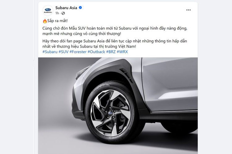 Động thái này càng được củng cố khi vào ngày 11/8, trang Facebook chính thức của Subaru Asia - nhà phân phối Subaru tại Việt Nam đã từng chia sẻ hình ảnh teaser về mẫu xe Subaru Crosstrek 2025 này, kèm dòng trạng thái “Sắp ra mắt”. 