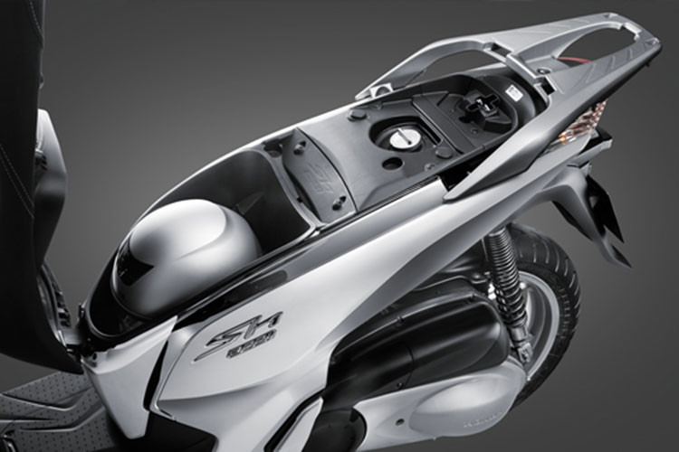 Mặt nạ của xe tuy khá lớn, nhưng nhờ chi tiết ốp crôm và cụm đèn xinhan, đèn định vị LED bố trí khá hợp lý nên không tạo nên vẻ thô kệch. Thay vào đó là cảm giác sang trọng và hiện đại. Đèn hậu của xe có thiết kế khá giống với mẫu Honda SH 150i hiện đang được Honda Việt Nam lắp ráp và bán ra trên thị trường.