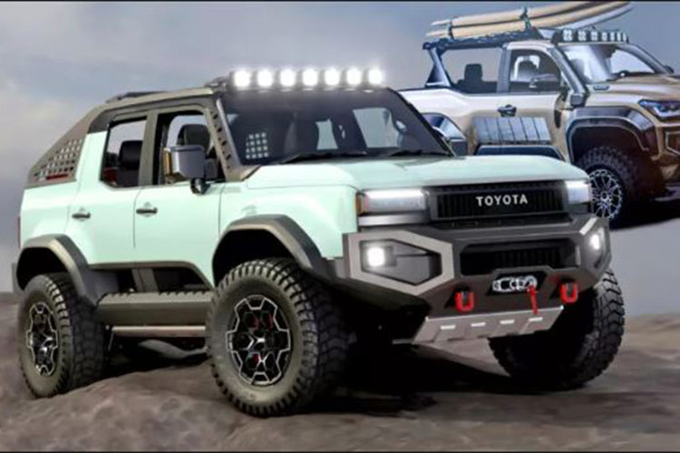 Mẫu xe bán tải Toyota 4Runner TRD Surf Concept cũng được trang bị hốc bánh mở rộng, thanh bảo vệ đầu xe và dòng chữ “Turbo” nổi bật trên cửa. Đặc biệt, bản đồ địa hình được in trên nắp ca-pô tạo điểm nhấn độc đáo cho chiếc xe này và thu hút ánh nhìn của giới đam mê xe.