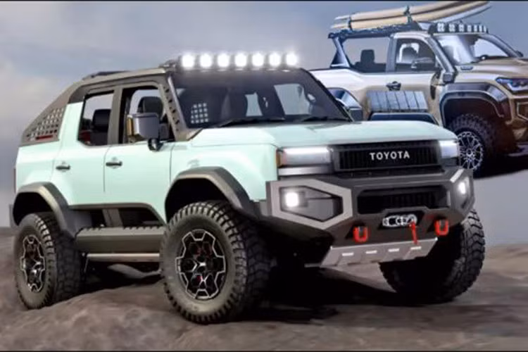 Mẫu xe bán tải Toyota 4Runner TRD Surf Concept cũng được trang bị hốc bánh mở rộng, thanh bảo vệ đầu xe và dòng chữ “Turbo” nổi bật trên cửa. Đặc biệt, bản đồ địa hình được in trên nắp ca-pô tạo điểm nhấn độc đáo cho chiếc xe này và thu hút ánh nhìn của giới đam mê xe.