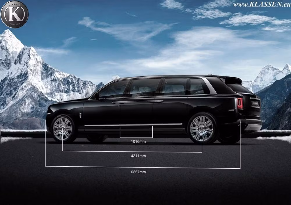Hiện hãng Klassen vẫn chưa chính thức ra mắt Rolls-Royce Cullinan phiên bản dành cho các yếu nhân. Thay vào đó, hãng Klassen chỉ tung ra hình ảnh phác họa trên máy tính của mẫu SUV siêu sang Rolls-Royce này.