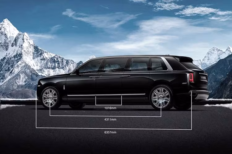 Hãng Klassen cho biết, Rolls-Royce Cullinan bọc thép chống đạn đã được kéo dài thêm 1.016 mm. Nhờ đó, chiều dài của chiếc Rolls-Royce Cullinan này lên đến 6.357 mm trong khi chiều dài cơ sở đạt mức 4.311 mm. Hai con số tương ứng của Rolls-Royce Cullinan tiêu chuẩn là 5.341 mm và 3.295 mm.
