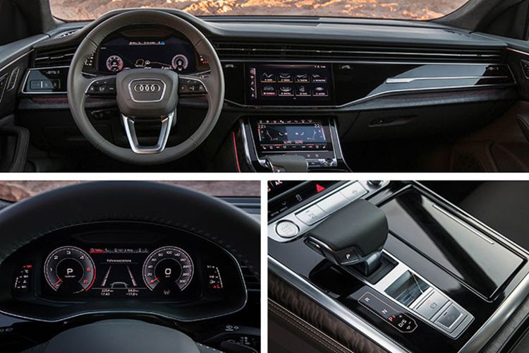 Audi Q8 2019 được trang bị động cơ diesel V6, sản sinh công suất tối đa 286 mã lực và mô-men xoắn cực đại 600 Nm. Sức mạnh được truyền tới cả 4 bánh thông qua hộp số tự động 8 cấp tiptronic, nhờ đó, chiếc SUV đầu bảng của Audi có thể tăng tốc từ vị trí xuất phát lên 100 km/h chỉ trong thời gian 6,3 giây trước khi đạt vận tốc tối đa 232 km/h.