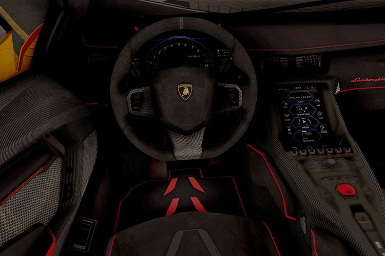 Bên trong Lamborghini SC18 Alston là không gian nội thất khá trung thành với Aventador tiêu chuẩn. Phần lớn các bề mặt bên trong siêu xe độc nhất vô nhị này đều được bọc bằng sợi carbon. Trong khi đó, hệ thống thông tin giải trí với màn hình cảm ứng có thiết kế như máy tính bảng lại dùng chung với Lamborghini Centenario và Huracan Evo.