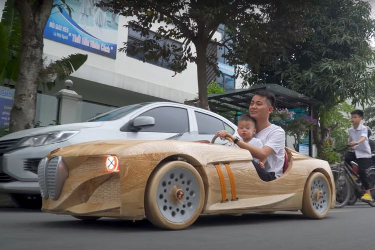 Ong bo tre Bac Ninh tiep tuc che tao oto BMW bang go tang con