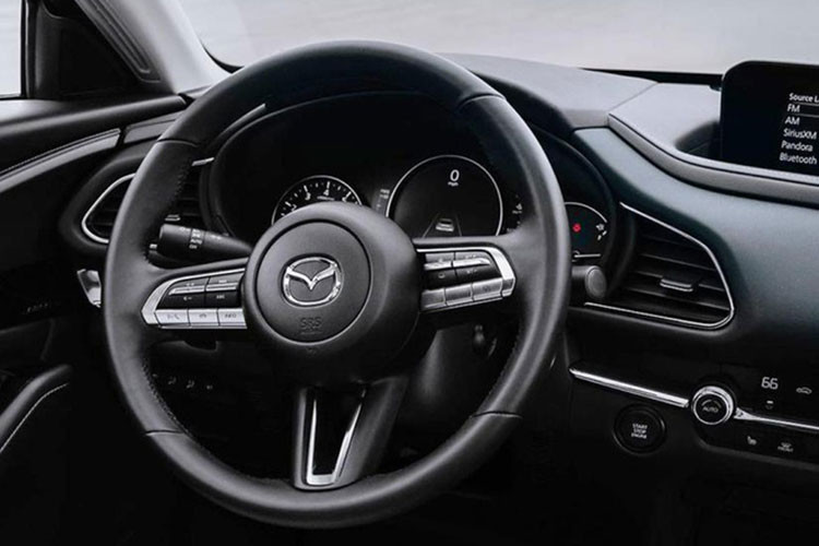 Ngoại hình CX-30 khá giống một chiếc Mazda CX-5 cỡ nhỏ với phần mui thấp. Các chi tiết nổi bật trên xe gồm lưới tản nhiệt cỡ lớn, cụm đèn pha full-LED tích hợp công nghệ phân vùng góc chiếu và tính năng mở rộng góc đánh lái khi vào cua, ốp nhựa đen thân xe và vòm bánh, đèn hậu LED hình mắt cú và mâm xe 18 inch.