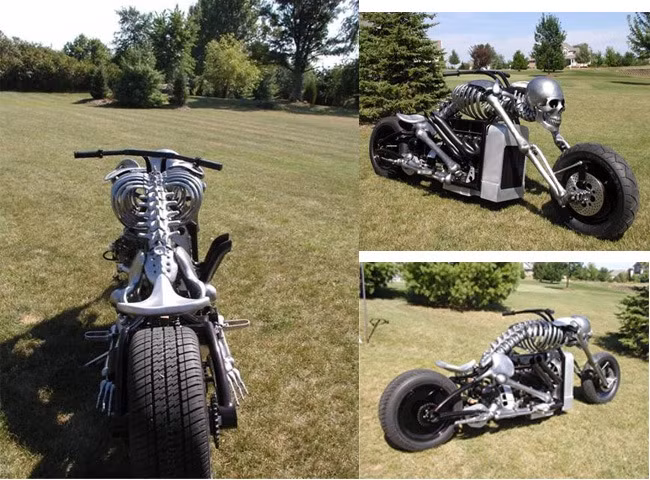 Môtô với bản độ xương người cực kỳ đáng sợ, chắc chắn nó sẽ phù hợp cho những con "ma tốc độ" trong đêm nay.