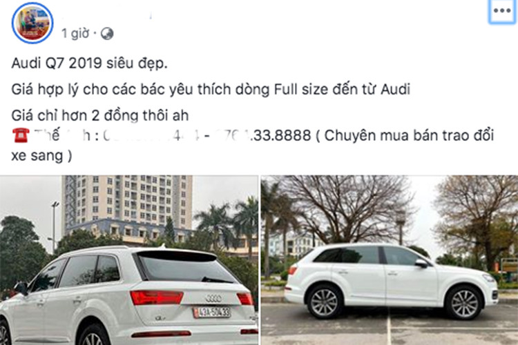 Theo người choà bán, mức giá xe Audi Q7 2019 trong bài viết này chỉ khoảng hơn 2 tỷ đồng (chưa thương lượng). Đáng chú ý khi được chào bán tại thị trường Việt Nam vào hồi giữa năm 2018, Audi Q7 2019 được niêm yết từ 3,489 đến 4,090 tỷ đồng, như vậy chiếc xe phiên bản cao cấp nhất này sẽ bị lỗ tới hơn 1 tỷ đồng sau 1 năm lăn bánh.
