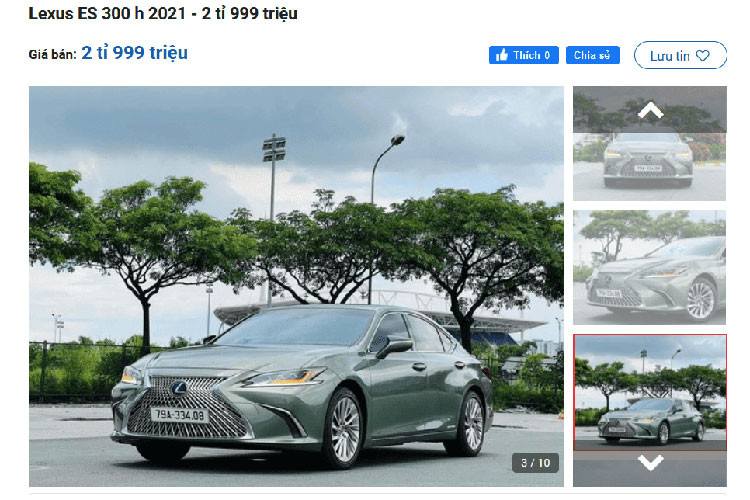 Trên thị trường xe cũ hiện nay, nguồn cung của mẫu xe sang Lexus ES 300h rất hiếm hoi. Khảo sát hệ thống tin rao trên các trang mua bán ôtô trực tuyến cho thấy, chỉ có khoảng 1-2 chiếc Lexus ES 300h cũ đời 2021 được rao bán.