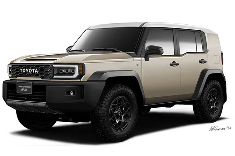 Hình ảnh teaser mà Toyota công bố vào năm 2023 cho thấy Land Cruiser FJ có khoảng sáng gầm lớn, bộ lốp địa hình bản to và phần đuôi xe phẳng đặc trưng. Theo thông tin rò rỉ, mẫu xe này sẽ có chiều dài khoảng 4.500 mm, dài hơn Ford Bronco Sport nhưng ngắn hơn Land Cruiser bản Mỹ. 