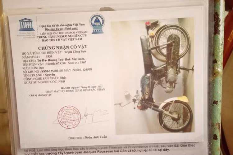 Theo anh Hà giá trị của chiếc xe nằm ở ý nghĩa lịch sử, kỷ vật của người nhạc sĩ nổi tiếng ở Việt Nam. “Chiếc xe này là vô giá về tinh thần, lịch sử”, anh Hà nói và cho biết, không có ý định bán chiếc xe máy Honda 67 đặc biệt này mà giữ làm kỷ niệm.