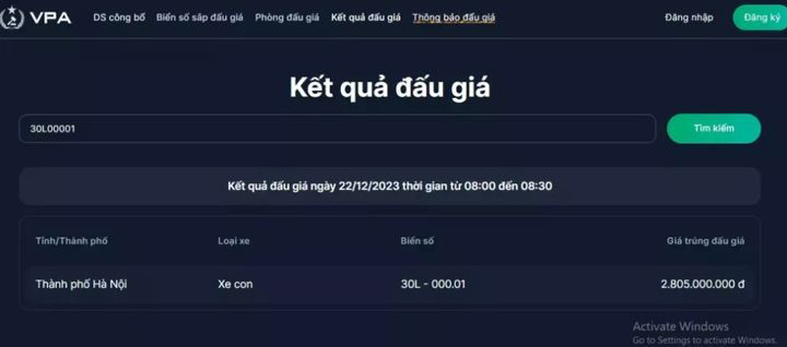 Bien “sieu VIP” 30L-000.01 cua Ha Noi chot gia hon 2,8 ty sau 30 phut