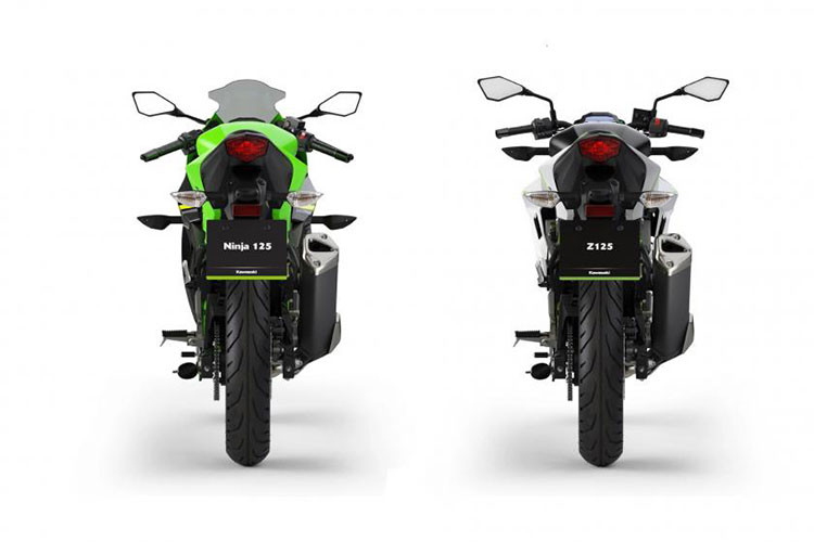 So với các phiên bản 250, Ninja 125 và Z125 chỉ khác biệt ở thiết kế tem và các phiên bản màu sắc. Chúng đều sử dụng chung nền tảng khung trellis thép ống, cũng như có dàn đuôi, chắn bùn và bình xăng y hệt.