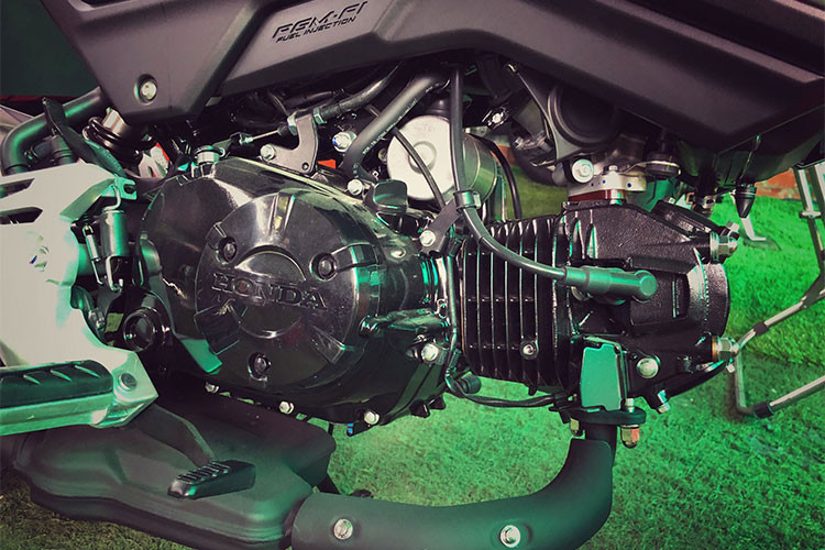 MSX 125 sử dụng động cơ 4 thì, 125cc, làm mát bằng không khí cùng hệ thống phun xăng điện tử PGM – FI với công suất tối đa đạt 9.3 mã lực tại 7.000 vòng/phút, mô-men xoắn cực đại 10,6 Nm tại 5.500 vòng/phút, đi kèm hộp số 4 cấp. Đây là khối động cơ khá mạnh mẽ, có khả năng tăng tốc tốt và rất linh hoạt, êm ái khi vận hành.