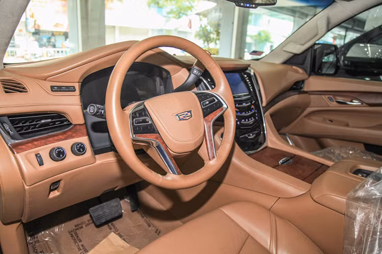 Tương tự như ngoại thất, nội thất của mẫu xe Escalade ESV mới cũng đẹp mắt, sang trọng và tiện nghi hơn rất nhiều so với các phiên bản trước. Các vật liệu đắt tiền như da, gỗ, thảm trải sàn và crom bóng... được trang bị hầu hết trên xe. Xe được trang bị sẵn dàn camera 360 độ, cửa sở trời và hệ thống đóng mở cửa sau tự động.