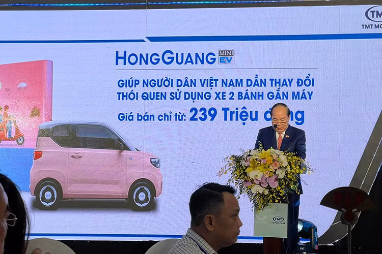 Wuling HongGuang MiniEV được lắp ráp trong nước bởi TMT Motors. Mẫu xe có kích thước nhỏ gọn, chiều dài tổng thể 2.920 mm và bán kính quay đầu chỉ 4,2m, đặc biệt phù hợp với điều kiện giao thông đô thị.