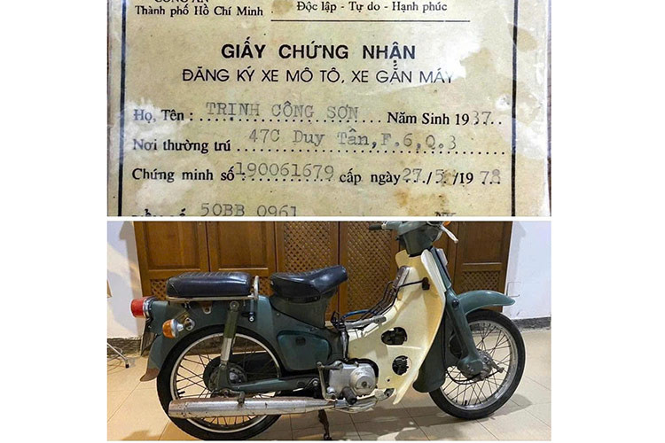 Chiếc Honda Cub này không chỉ đơn thuần là một chiếc xe cổ mà nó còn là một phần ký ức quý giá của nhạc sĩ Trịnh Công Sơn. Được biết, chiếc xe này được ông tặng cho một người bạn vào 23/3/2001, chỉ hơn một tuần trước khi ông qua đời.