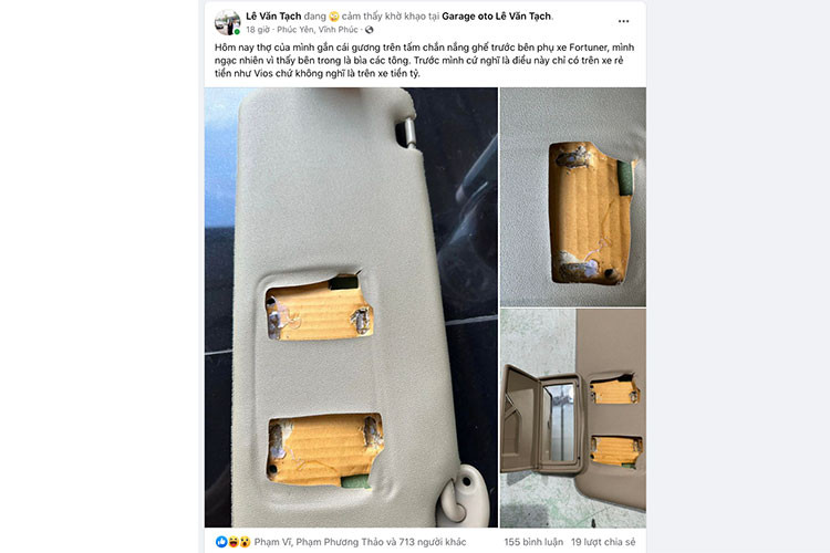 Ly do tam che nang Toyota Fortuner tien ty cung lam bang bia carton?