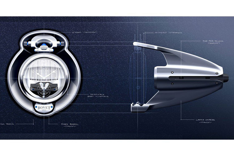 Cặp đồng hồ cho Rolls-Royce Boat Tail có phần vỏ được thiết kế đặc biệt bằng vàng trắng 18K. Mặt số phía trước được lát lớp veneer Caleidolegno cùng tông màu với phần boong phía sau (aft deck) của chiếc Rolls-Royce Boat Tail. Chiếc đồng hồ của quý ông được đánh bóng, tạo sự lịch lãm. Trong khi đó, chiếc đồng hồ cho quý bà được chạm khắc tinh xảo trước khi phủ lớp sơn mài màu xanh lam.