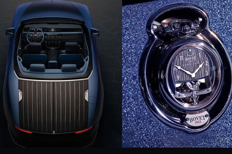 Rolls-Royce Motor Cars và những bậc thầy chế tác đồng hồ người Thụy Sĩ tại BOVET 1822 đã “bắt tay” để tạo ra một cặp đồng hồ độc đáo cho chiếc Boat Tail và chủ nhân của nó - một nhà sưu tầm đồng hồ BOVET 1882. Giờ đây, cặp đồng hồ Bovet 1882 cho Rolls-Royce Boat Tail đã có mặt tại Việt Nam.