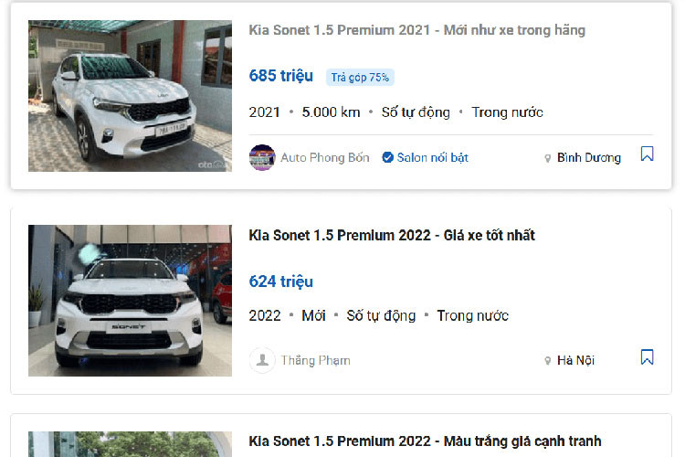 Mức giá xe KIA Sonet 2021 cũ này chủ nhân mong muốn là 685 triệu đồng, cao hơn giá niêm yết xe mới tới 61 triệu đồng. Và để hoàn tất thủ tục sang tên, chuyển biển, người mua xe cần chi tổng số tiền là 699,7 triệu đồng. Nếu so với giá lăn bánh xe KIA Sonet mới tại khu vực Bình Dương (689,7 triệu đồng) con số này cũng đang vượt tới 10 triệu đồng.