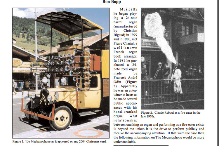 Đây là xe tải Le Mecanophone, viết chính xác là “mécanophone” trong tiếng Pháp, chiếc xe tải mang trên mình nhiều còi nhất thế giới. Về cơ bản, nó là một chiếc xe tải Citroen cổ điển trang bị 42 chiếc còi xe tải được kích hoạt bởi 42 nút đàn organ cơ học. “Mécano” trong tiếng Pháp có nghĩa là một người sửa xe con và xe tải, và Reboul đã làm đúng điều đó rồi biến nó thành một loại nhạc cụ khác biệt.