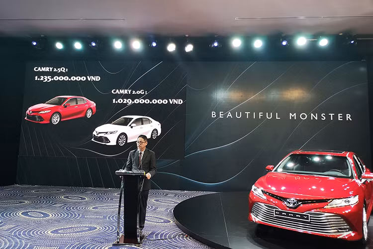Giá xe Toyota Camry 2019 tại Việt Nam gồm 02 phiên bản 2.0G (giá 1,029 tỷ đồng) và 2.5Q (giá 1,235 tỷ đồng). Toyota Camry 2019 sẽ cạnh tranh với các đối thủ trong cùng phân khúc như; Mazda6 (có giá 819 triệu đồn đến 1,019 tỷ đồng), Honda Accord (giá 1,203 tỷ đồng) và Kia Optima (giá tử 834 triệu đồng đến 979 triệu đồng).
