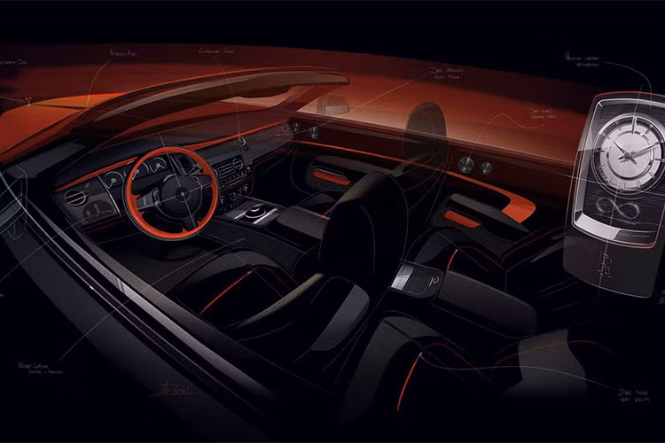 Lưới tản nhiệt của Rolls-Royce Black Badge Adamas hoàn toàn màu đen với biểu tượng Spirit of Ecstasy được làm bằng sợi carbon theo tiêu chuẩn hàng không vũ trụ. Và nó tốn đến 68 giờ chế tác tinh vi để bọc 294 lớp sợi carbon nó lên phần trụ bằng titanium.