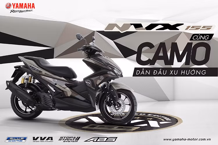 Phiên bản giới hạn Yamaha NVX 155 Camo hoàn toàn mới đem lại nét ấn tượng cá tính cho người sử dụng với họa tiết rằn ri thời thượng đang được ưa chuộng, kết hợp cùng thân xe lớn và dấu ấn thiết kế đặc trưng giúp chủ nhân luôn nổi bật và kiêu hãnh trên mọi cung đường.