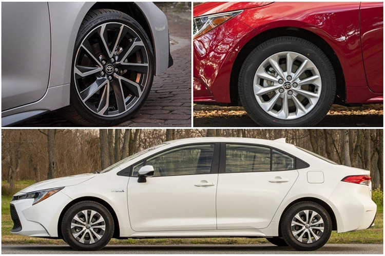 Cụm đèn pha cũng được thiết kế lại, sắc sảo tinh tế với dải đèn LED ban ngày hai tầng. Mâm xe hợp kim 5 chấu kép. Phía sau xe là ống xả nằm bên tay phải của cản sau, đồng thời cốp sau của xe nằm trên biển số cũng khác biệt so với phiên bản Corolla sedan hiện tại ở Mỹ và châu Âu.