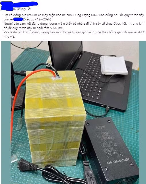 Dung pin xe may dien khong chinh hang, tiem an nguy co chay no