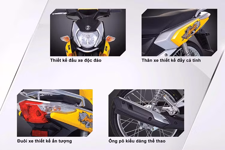 Hệ thống phanh được trang bị cho xe là loại phanh tang trống (đùm) cho cả bánh trước và bánh sau. Trọng lượng khô của Amigo 50 là 97 kg. Pô xe được thiết kế cao với ốp kim loại mạ crom sáng bóng, gác để chân sau thiết kế phong cách dạng gãy khá ấn tượng.