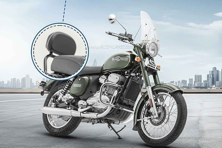 So với phiên bản tiêu chuẩn, Jawa 350 Legacy Edition bản đặc biệt được bổ sung kính chắn gió cao, tựa lưng cho người ngồi sau và gác để chân cho người lái.