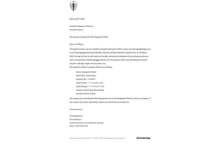 Thông tin từ phía hãng Koenigsegg cho siêu phẩm Regera của đại gia Hoàng Kim Khánh. Như vậy chiếc Koenigsegg Regera sẽ phải về lại nhà máy chính hãng để có đủ máy móc chuyên dụng nhằm bắt bệnh.