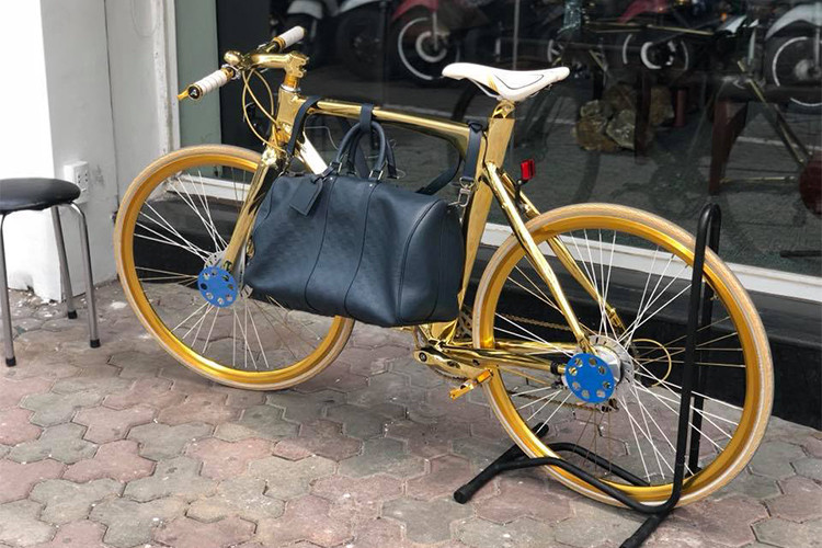 Theo chủ nhân chiếc xe đạp hàng độc này tiết lộ; chiếc xe đạp mạ vàng là phiên bản độc nhất tại Việt Nam, có nguồn gốc xuất xứ từ hãng xe đạp AVENUE đình đám tại đất nước Đan Mạch.