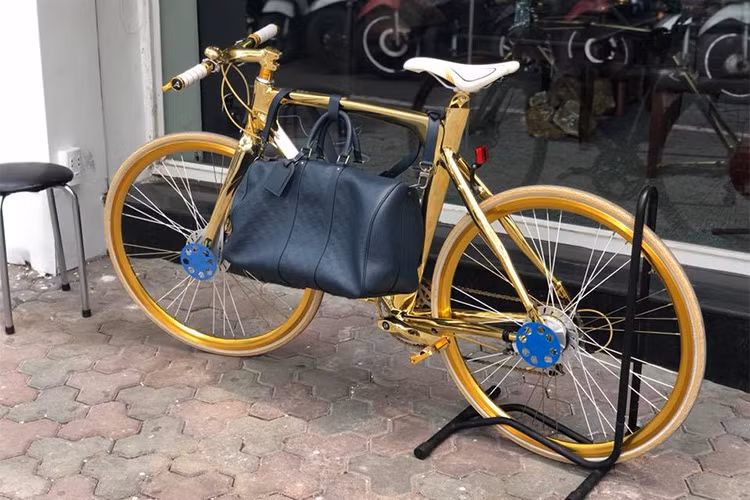 Theo chủ nhân chiếc xe đạp hàng độc này tiết lộ; chiếc xe đạp mạ vàng là phiên bản độc nhất tại Việt Nam, có nguồn gốc xuất xứ từ hãng xe đạp AVENUE đình đám tại đất nước Đan Mạch.