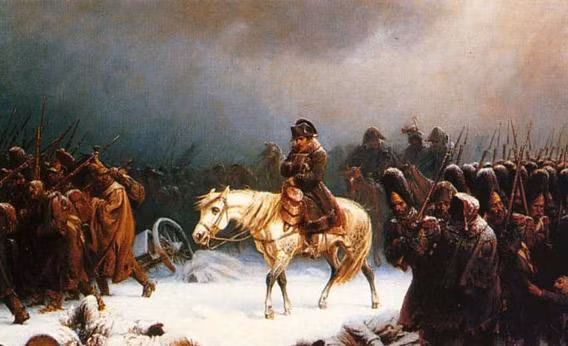 Napoleon cùng đoàn quân Pháp rút khỏi Moscow.