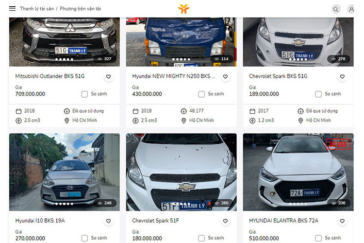 Hang loat ngan hang thanh ly oto gia re, van 