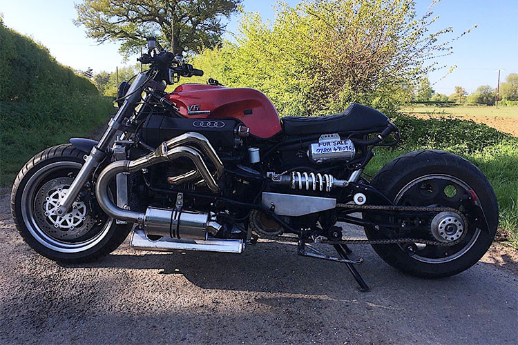 Động cơ V6 và cơ cấu làm mát của chiếc môtô Streetfighter được lấy từ một chiếc Audi A4 được bao bọc trong bộ tản nhiệt dành cho xe hơi.