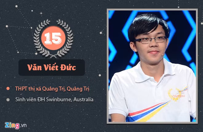 Quán quân năm thứ 15 là Văn Viết Đức - THPT thị xã Quảng Trị, Quảng Trị - cũng là sinh viên của ĐH Kỹ thuật Swinburne năm 2016. Chiến thắng của Văn Viết Đức ghi dấu ấn vì cậu là quán quân đầu tiên của Quảng Trị, càng đặc biệt hơn khi vinh dự này đến vào đúng dịp kỷ niệm 40 năm ngày thành lập trường THPT thị xã Quảng Trị.